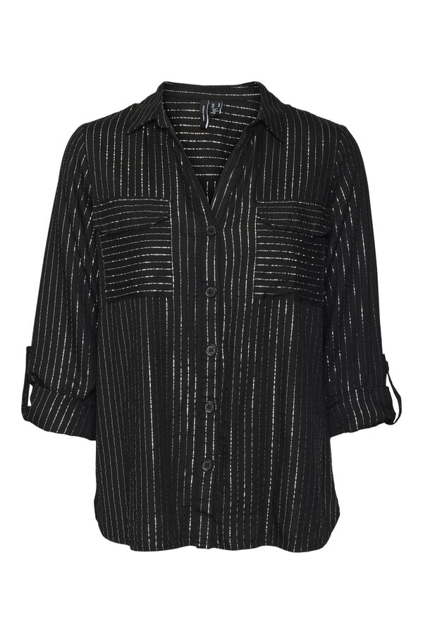 Vero Moda Curve Camisa fluida com riscas metalizadas Preto