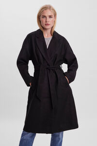 Cortefiel Long-sleeved cloth coat Black