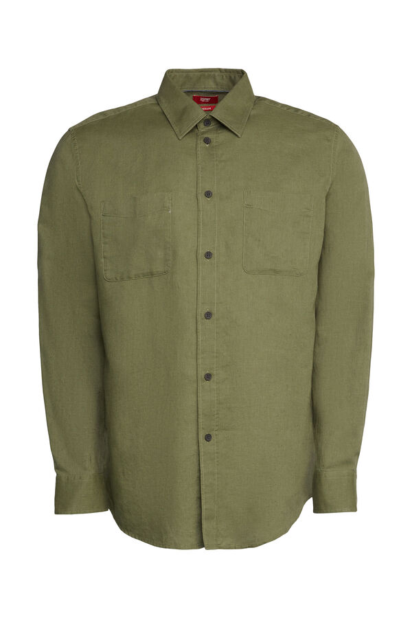 Cortefiel Camisa básica regular fit com linho Verde