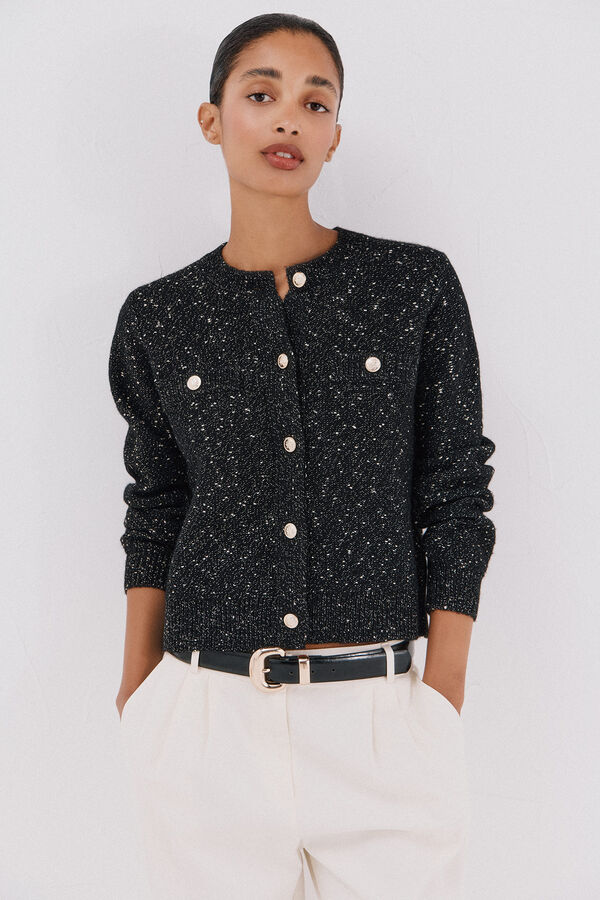 Cortefiel Short jacket with buttons Black