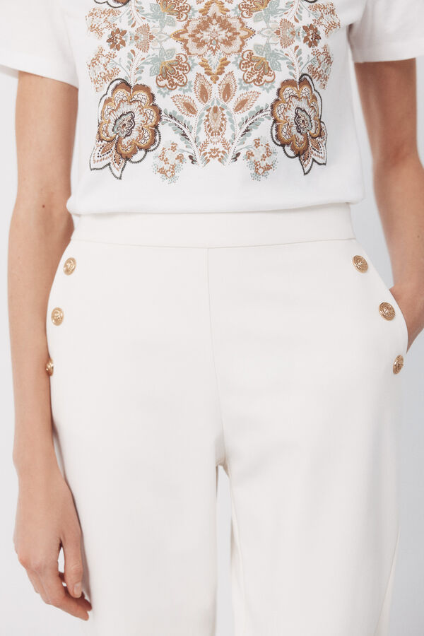 Cortefiel Gold-button trousers Ivory