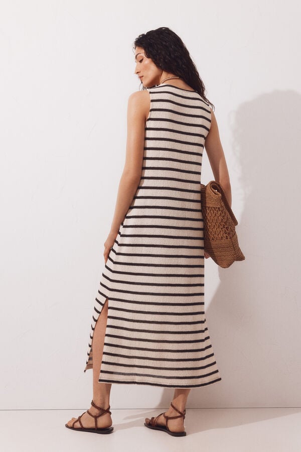 Cortefiel Vestido aspecto r&uacute;stico tirantes Negro