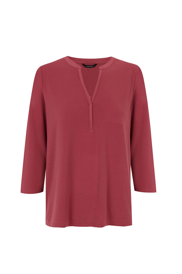 Cortefiel Henley T-shirt Pink