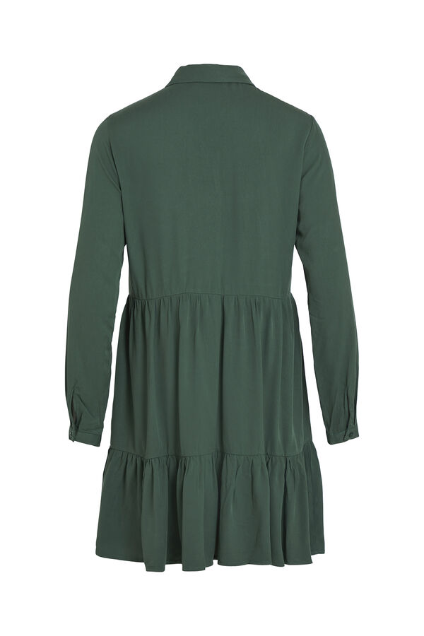 Cortefiel Short dress with long sleeves Green