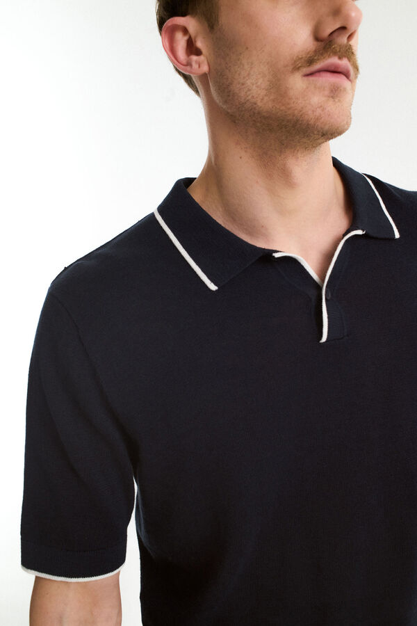 Selected Camisa polo de linho de manga manga curta Azul
