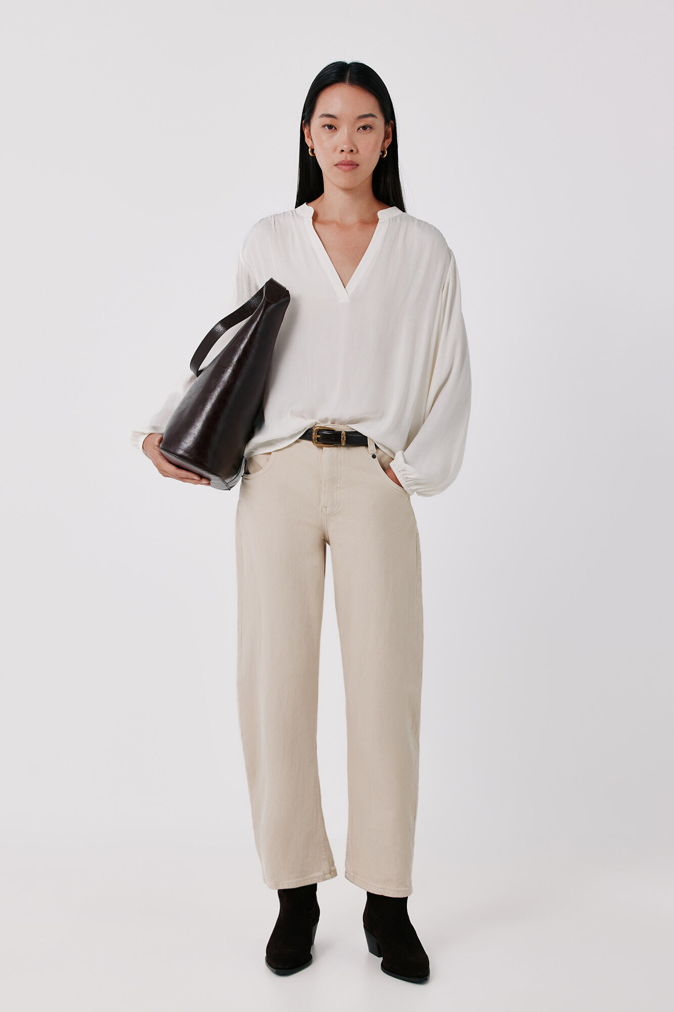 Cortefiel Satin-finish fluid blouse