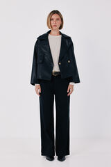 Cortefiel Faux leather short trench Black