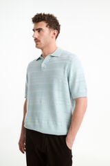 Selected Short sleeve structured jersey-knit polo shirt Blue