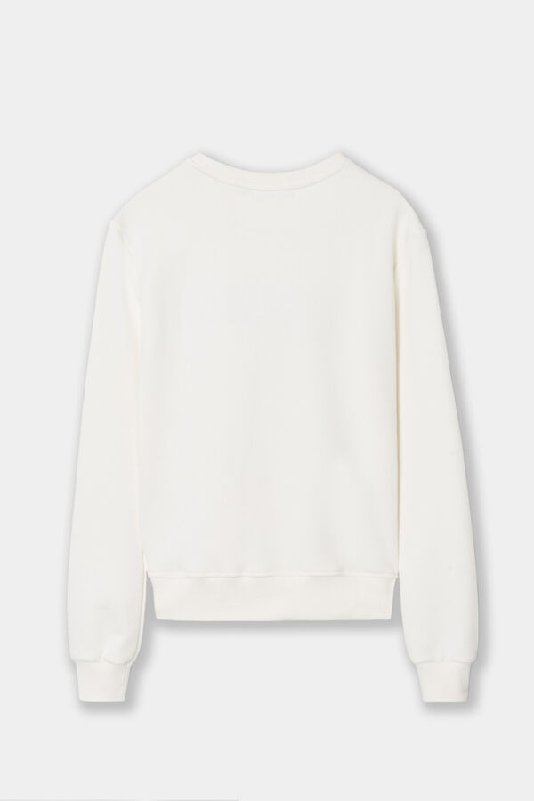 Cortefiel Sweatshirt woman com letras silbon  Branco