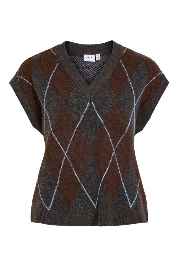 Vila V-neck knit gilet Dark brown