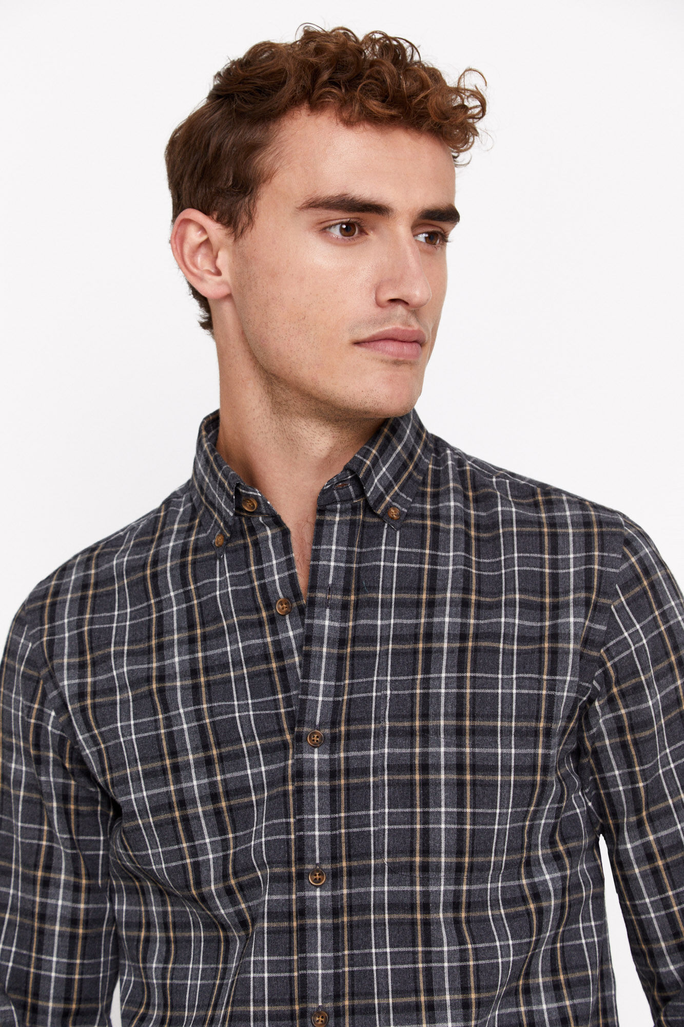 Camisa cuadros gris cheap hombre