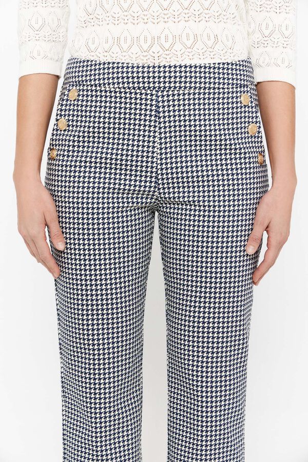 Cortefiel Gold-button trousers Printed blue