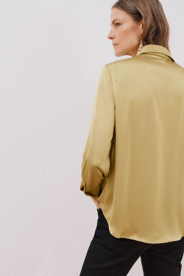 Cortefiel Satin-finish shirt Green