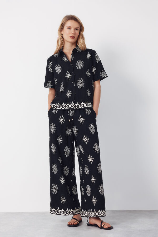 Cortefiel Printed short sleeve shirt Printed blue