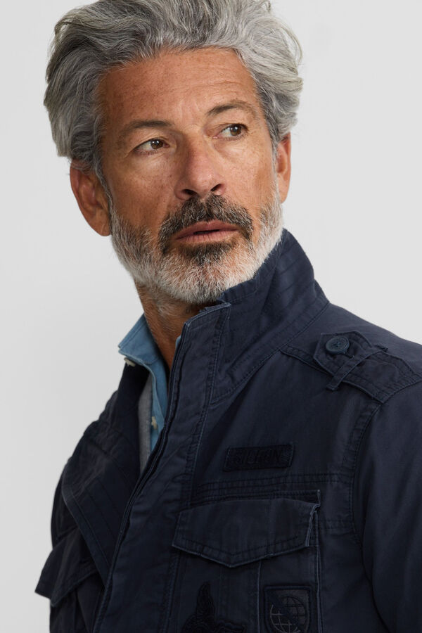 Silbon Casaco militar com manchas tingidas Azul