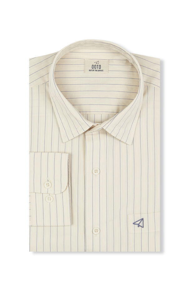 OOTO Camisa riscas estruturada Ecru