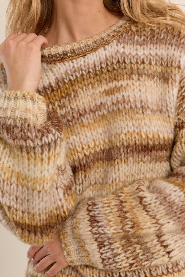 Molly Bracken Striped print jumper Beige