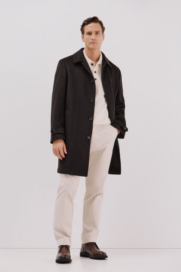 Cortefiel Wool shirt coat Dark brown