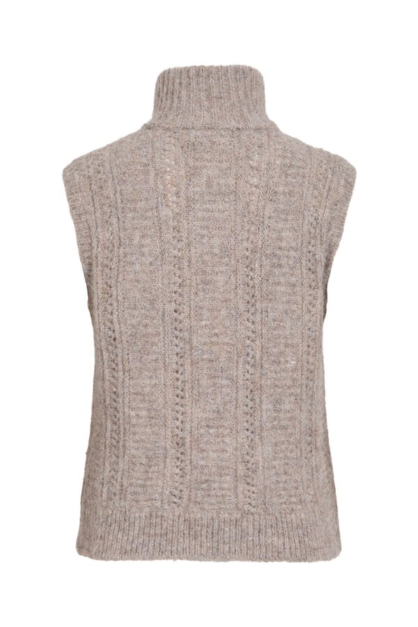 Vila High neck knit gilet Beige