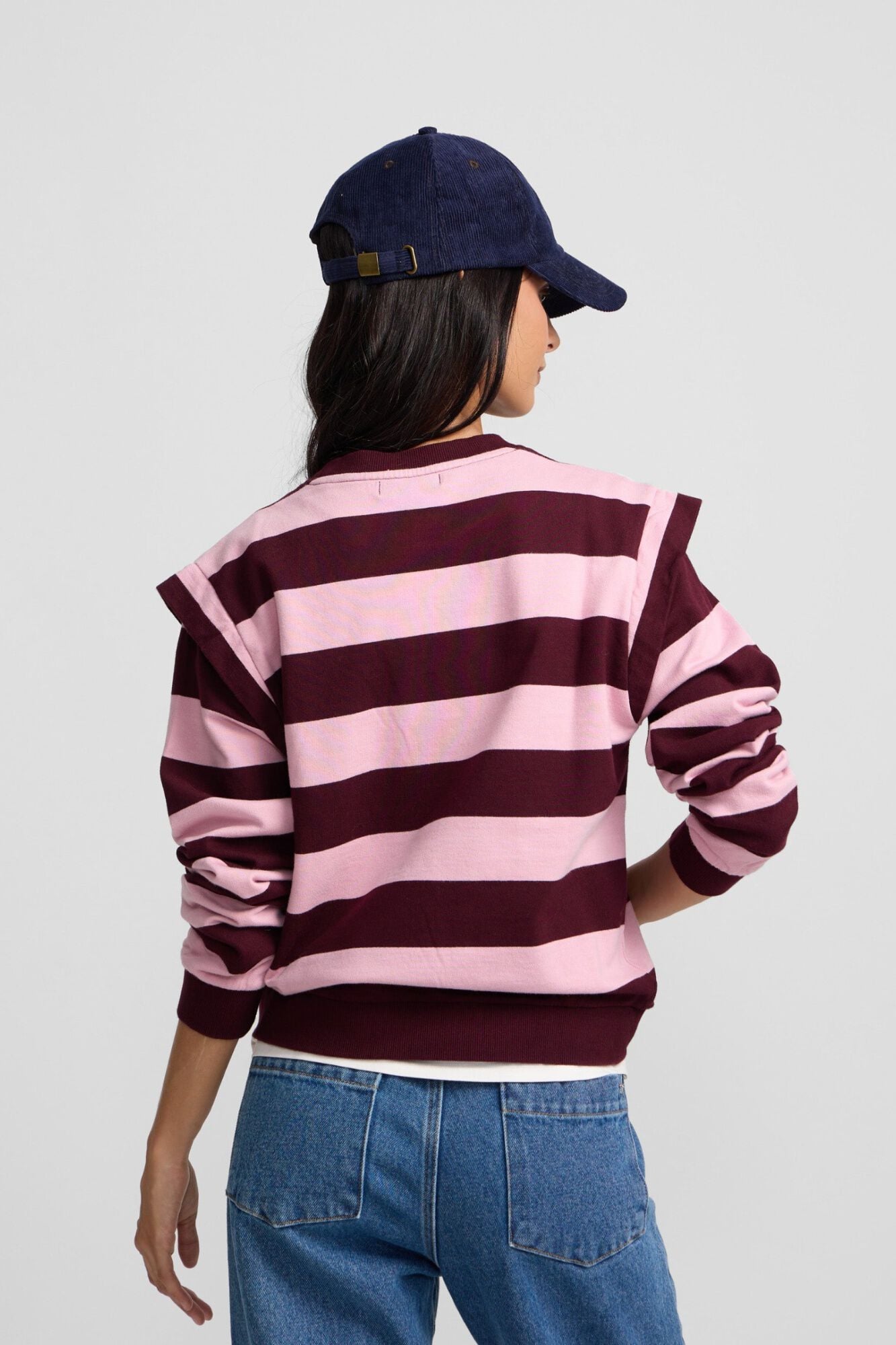 Silbon Sweatshirt com ombreiras &agrave;s riscas