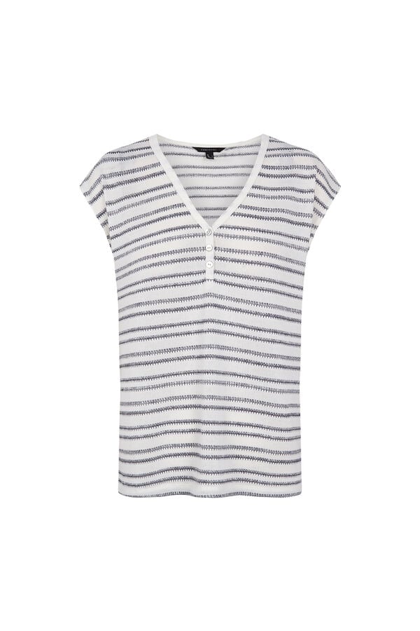 Cortefiel Striped structure T-shirt Navy