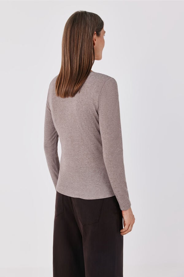Cortefiel Lace neckline T-shirt Beige