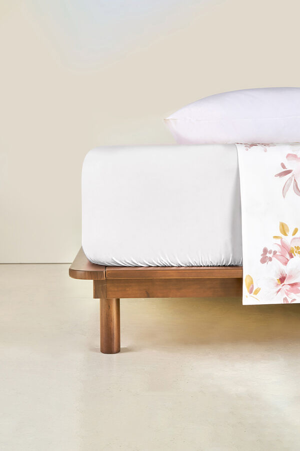 Bassols Lençol de algodão com elástico de 200 fios Branco