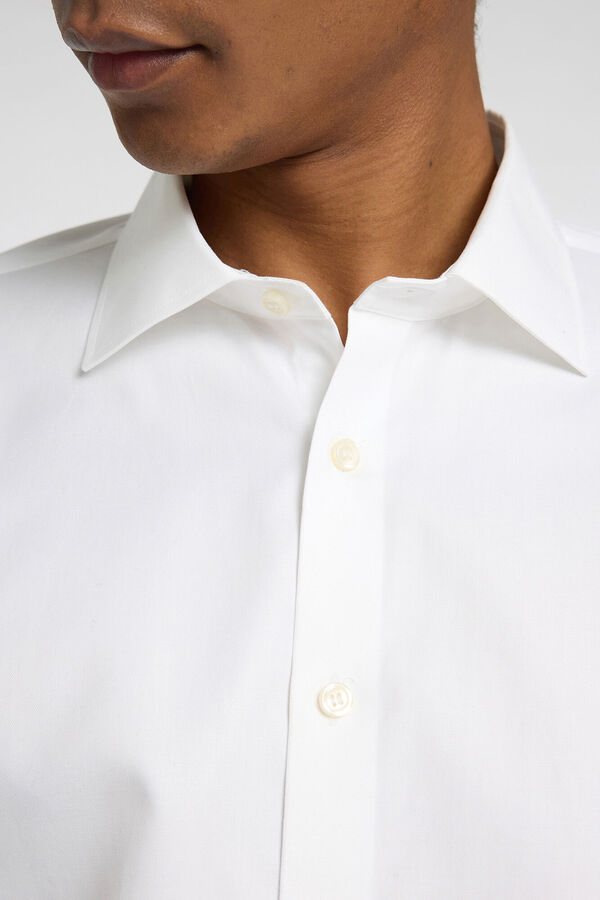 Selected Camisa de manga comprida elegante 100% algod&atilde;o Branco