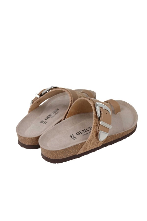 Genuins Sand&aacute;lia de pele Tostado