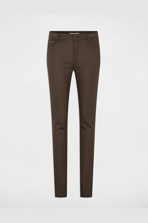 Morgan Wet-look slim trousers Beige