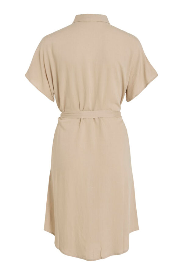 Vila Vestido camisa midi de viscose e linho Cinzento