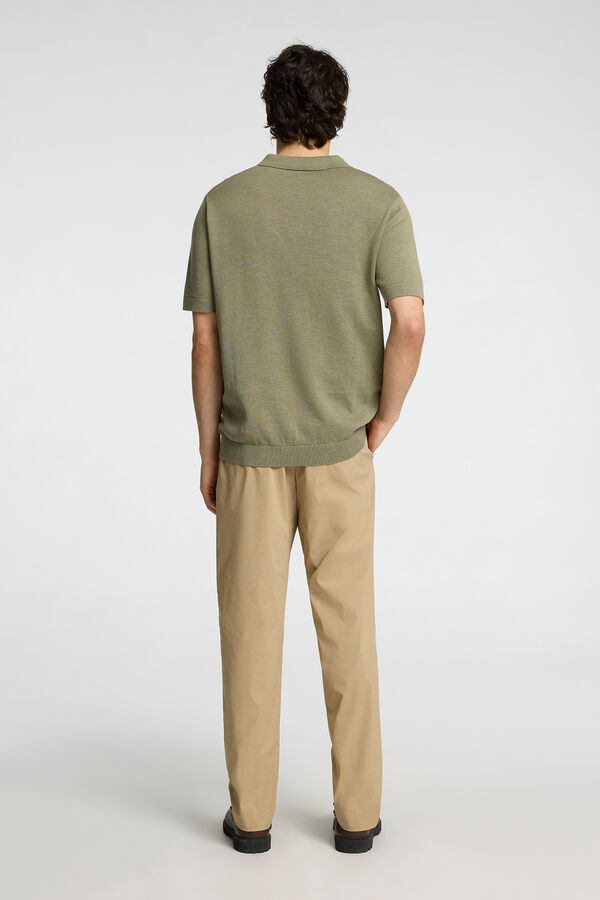 Selected Polo de lino de manga corta Gris