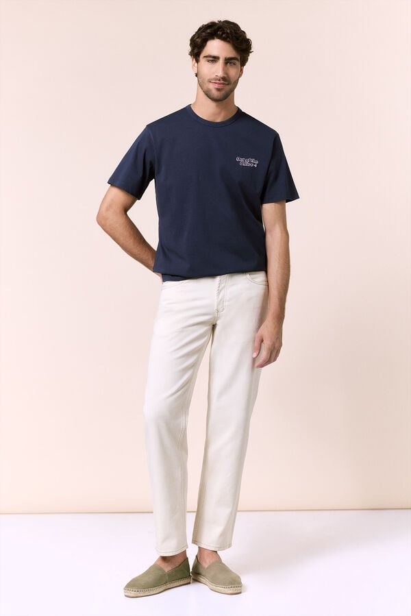 OOTO T-shirt com logo &agrave; frente e atr&aacute;s Azul