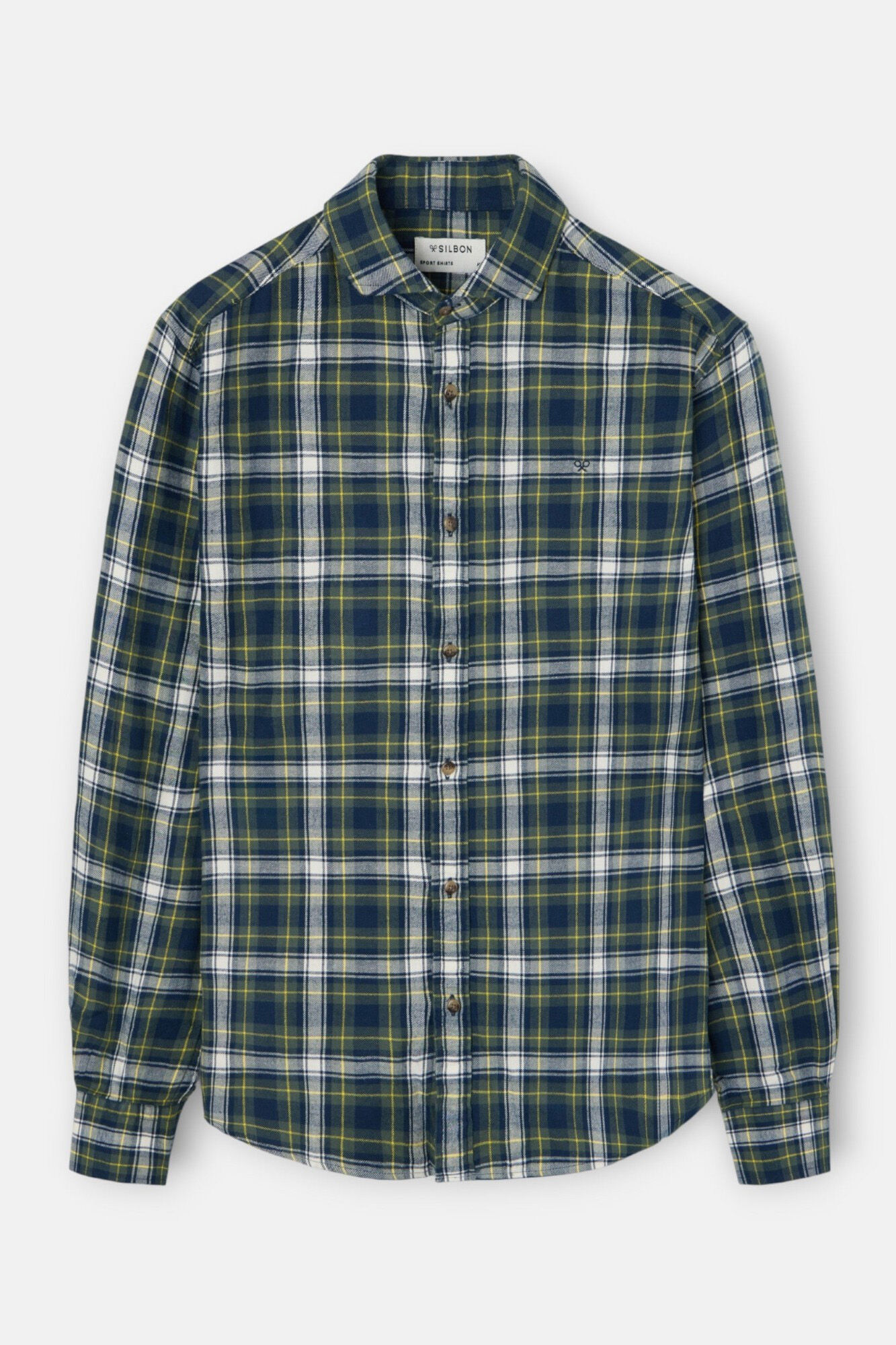 Silbon Camisa esportiva xadrez tartan bicolor