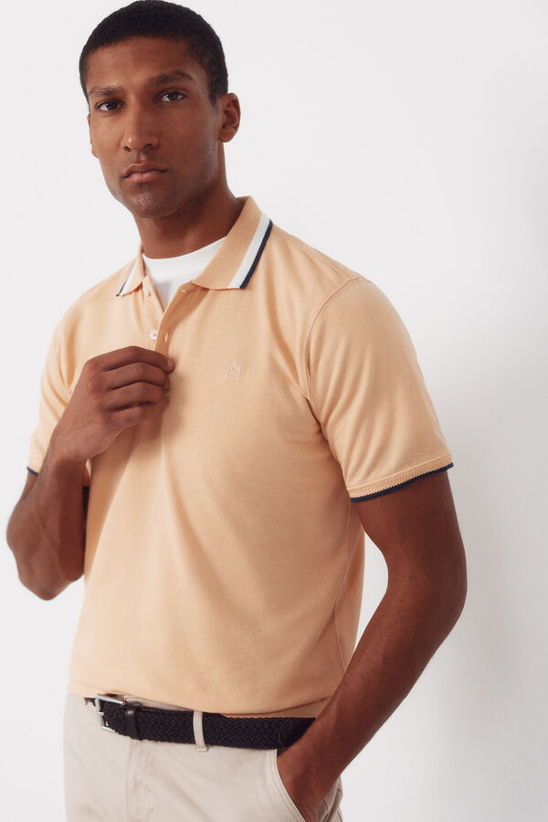 Cortefiel Fantasy neck structure polo shirt Nude