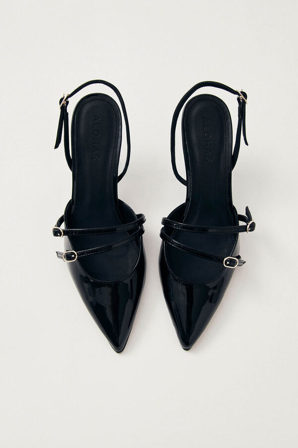 Cortefiel Joelle leather court shoes Black