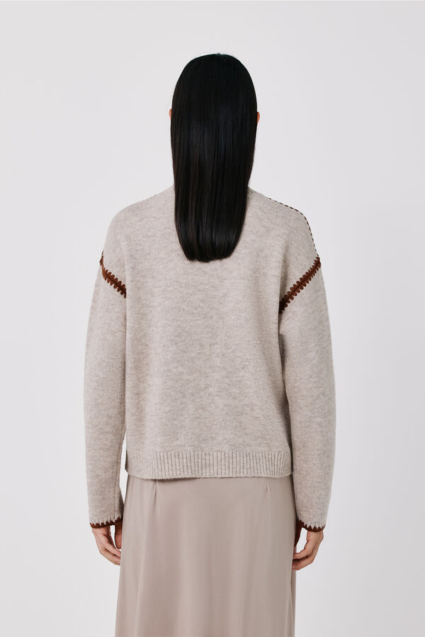 Cortefiel Perkins contrast jumper Beige