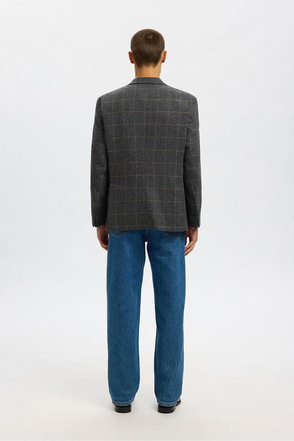 Selected Blazer de lã xadrez Cinzento