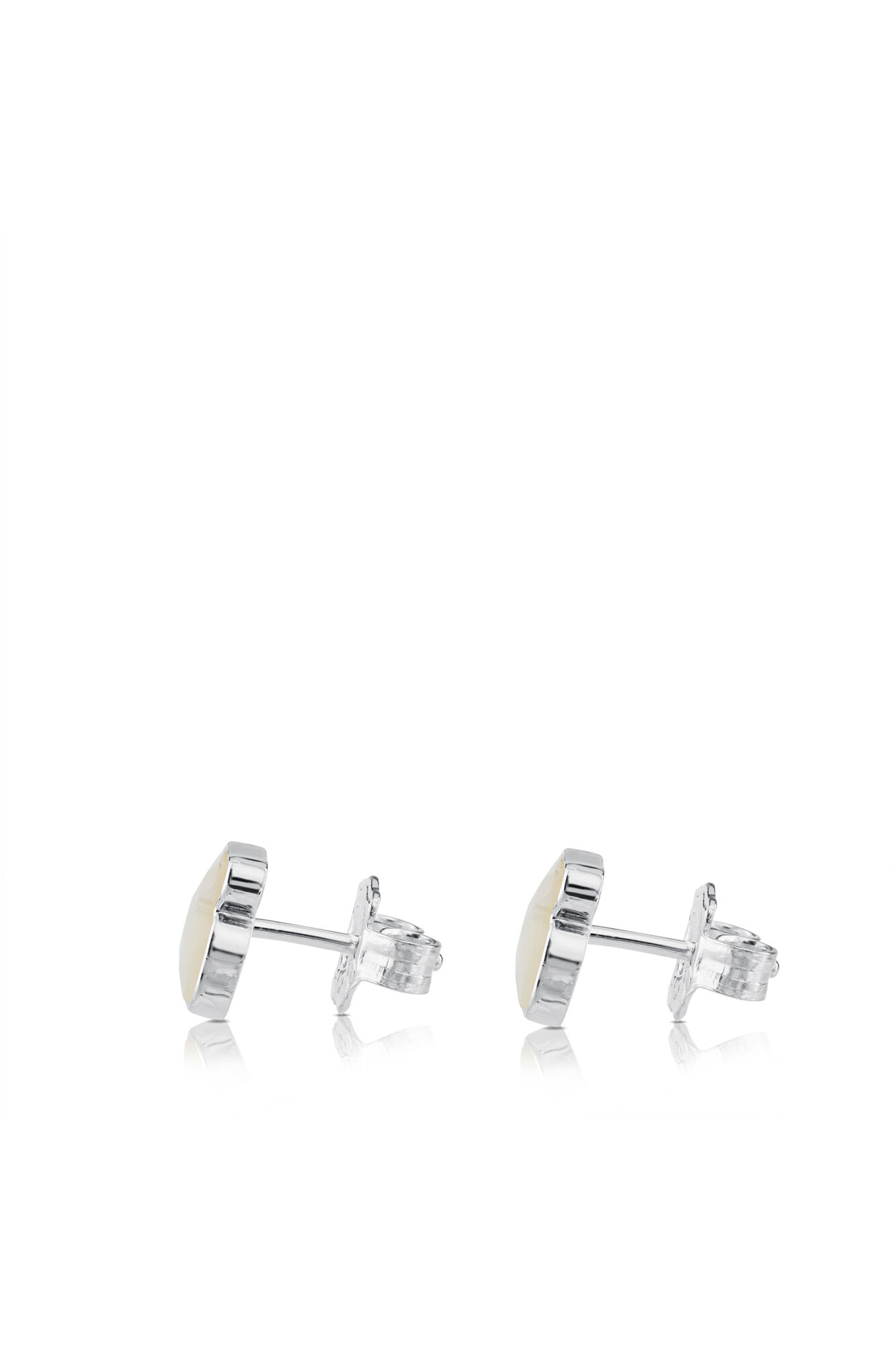 Silver and mother of pearl bear earrings