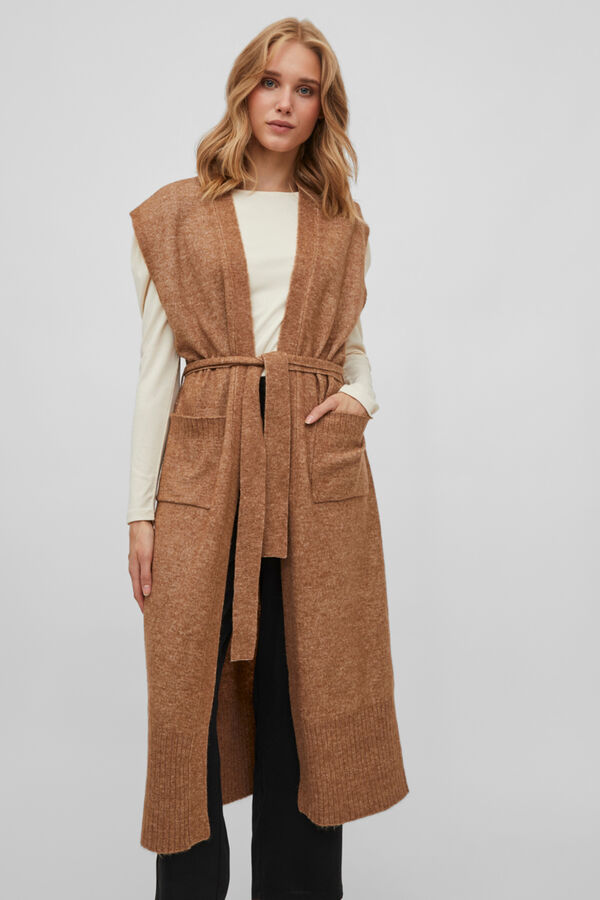 Vila Colete comprido de malha Tostado
