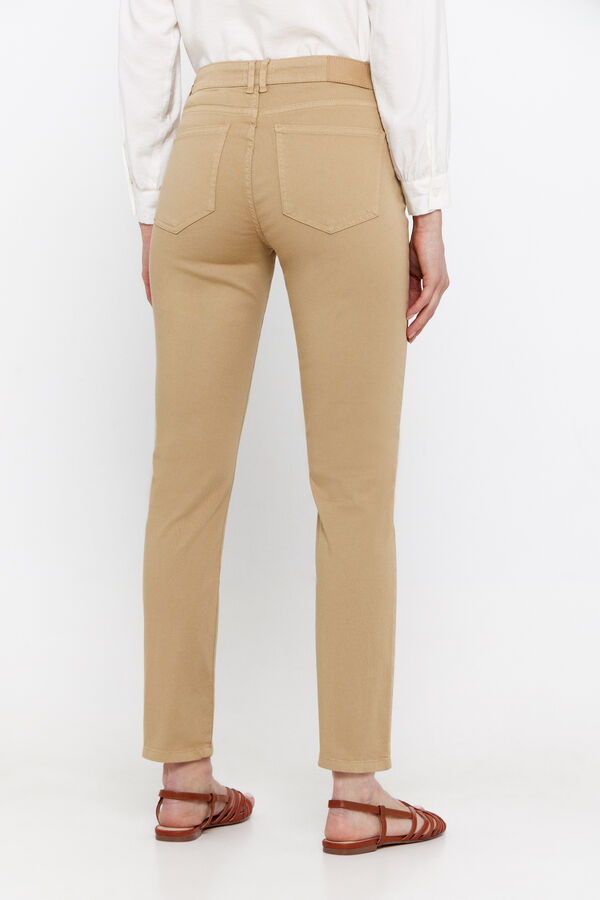 Cortefiel Coloured cropped-fit skinny trousers Brown