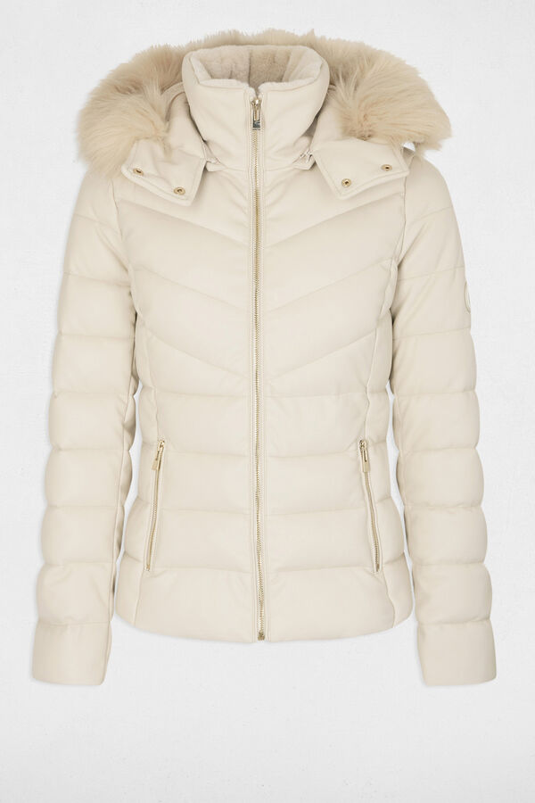 Morgan Casaco de couro sobretudo com capuz Ecru