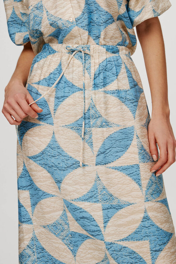 Cortefiel Printed midi skirt Blue