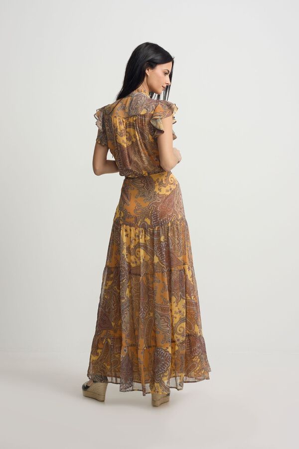 Silbon Vestido midi evas&eacute; estampado Laranja