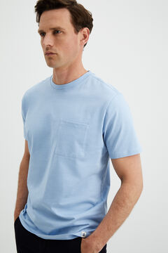 Cortefiel T-shirt gola caixa com bolso  Azul