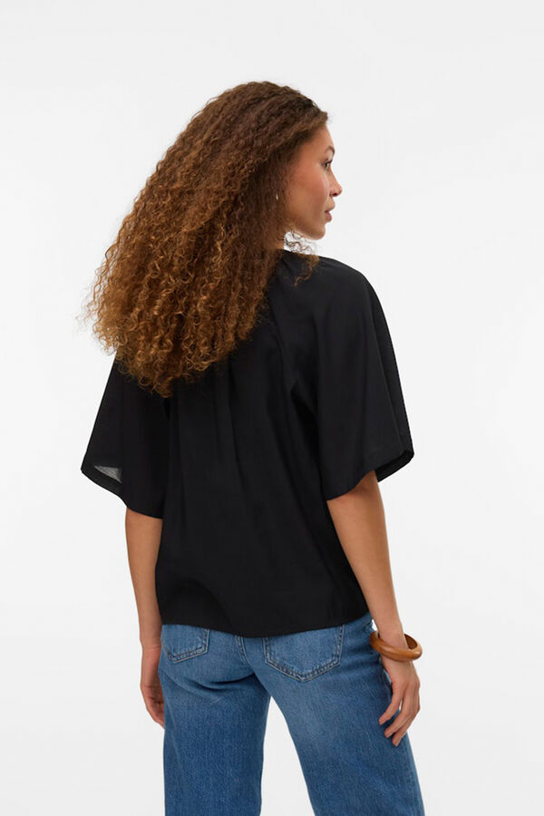 Vero Moda 2/4 sleeve blouse with embroidery Black