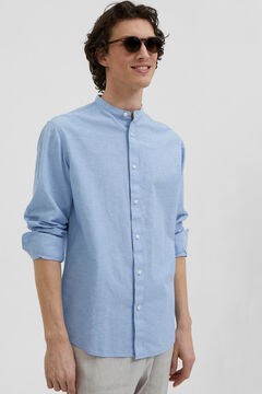 Cortefiel Camisa manga larga con cuello chino Royal blue