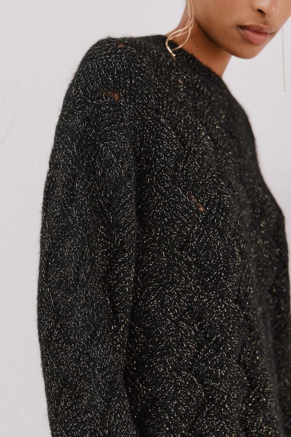 Cortefiel Jersey delantero lentejuelas. Black