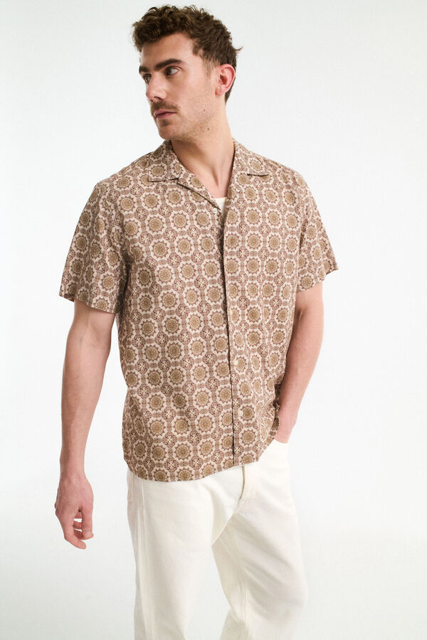 Selected Short-sleeved linen shirt Grey