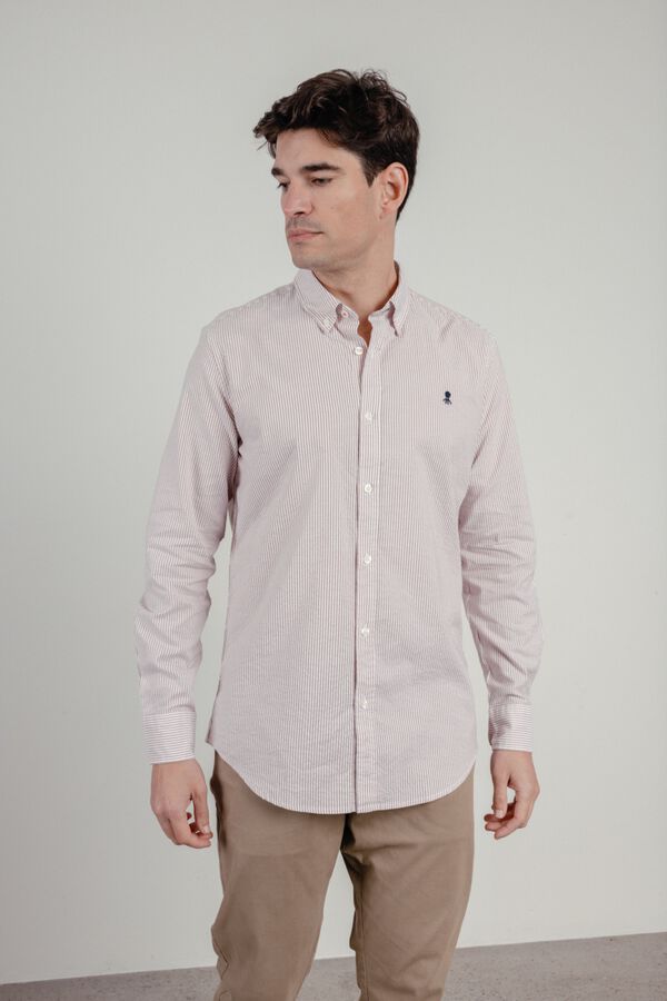 elPulpo Camisa casual em popelina Castanho